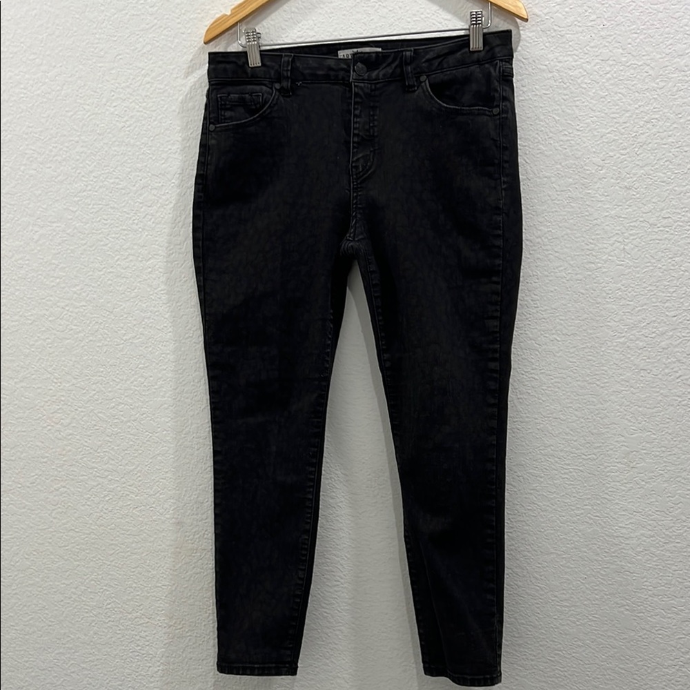 Artisan NY Women's black on clack cheetah print skinny Jeans size‎ 10